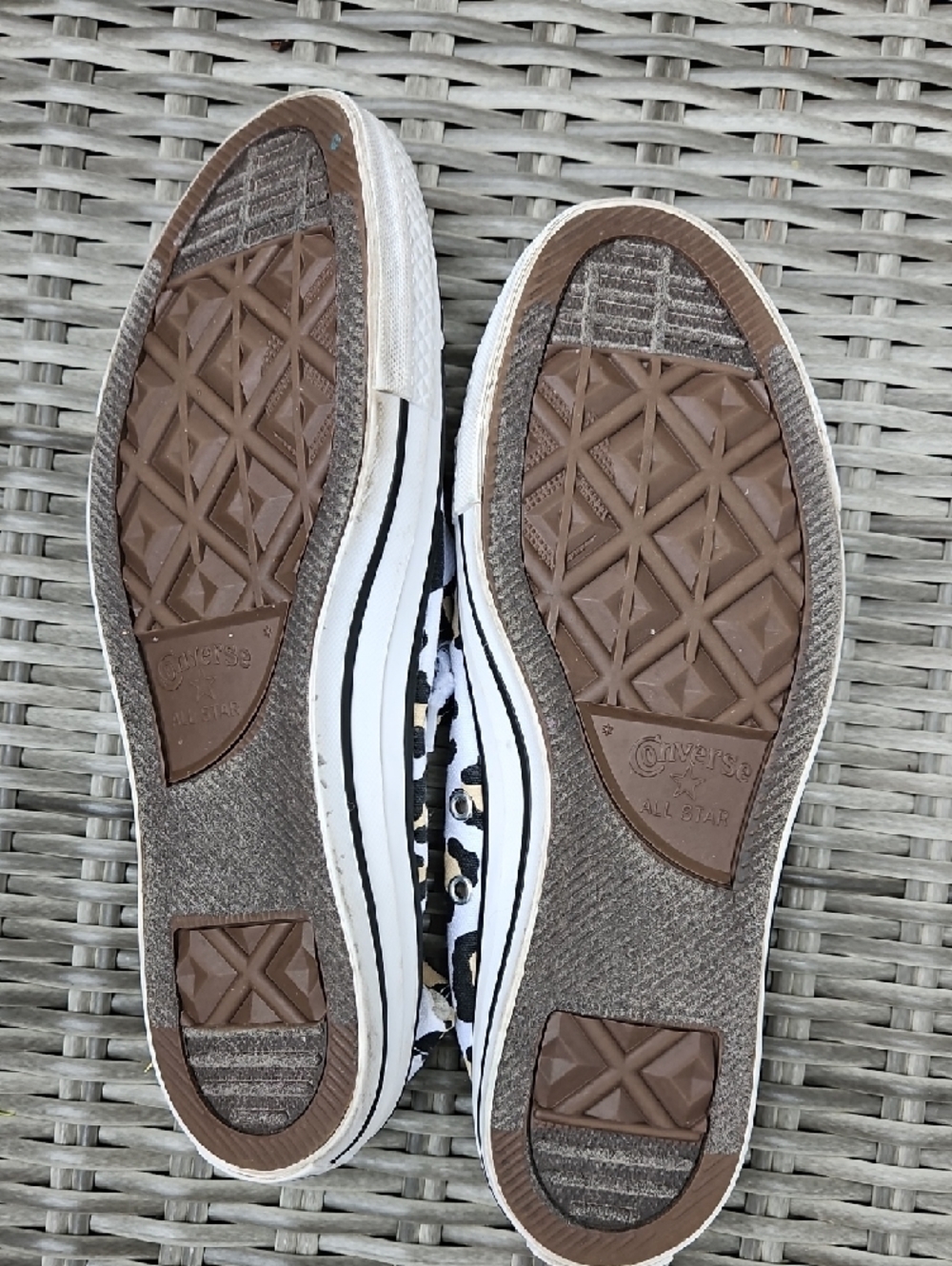 Converse White Low Top Sneakers with Black & Tan Leopard Print - Picture 7 of 7